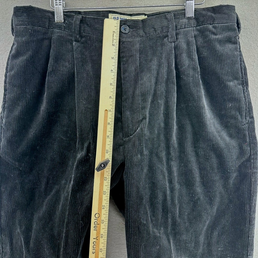 VTG Old Navy Regular Khakis Black Corduroy Pants 36x32 (35x31) Pleated Y2K Prep - Picture 5 of 9